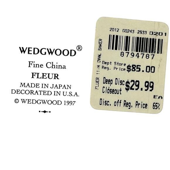 Wedgwood Vintage 1997 "Fleur" 11.5" Oval Baker/Vegetable Serving Dish-Excellent! - Picture 5 of 5